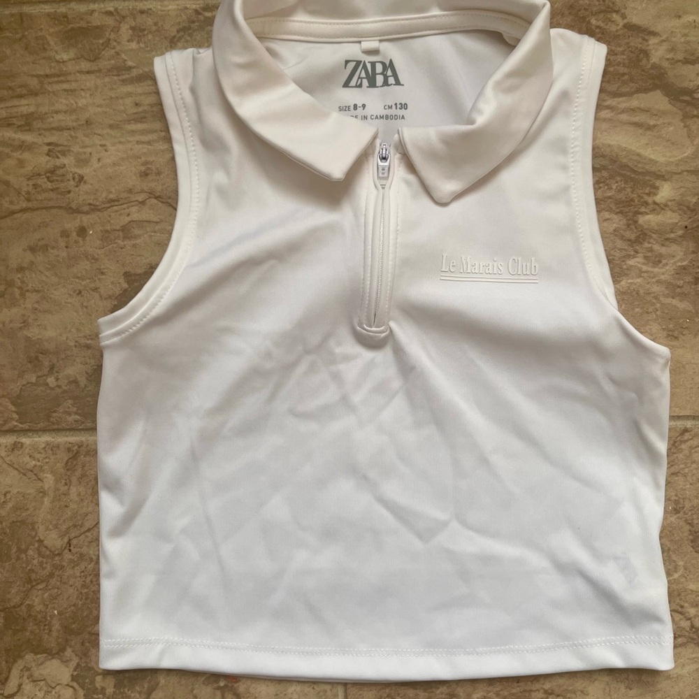 Zara Kids Ivory Sleeveless Polo Top